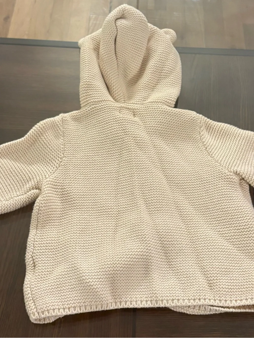 NWT Gap Baby Beige Cardigan Sweater Size 6-12Months Hooded Cotton Gender Neutral